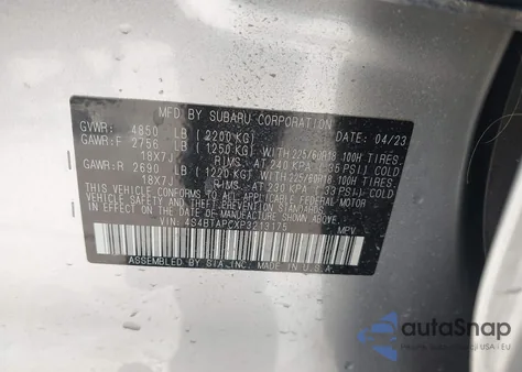 2023 Subaru Outback Touring из США, поврежденный, VIN 4S4BTAPCXP3213175